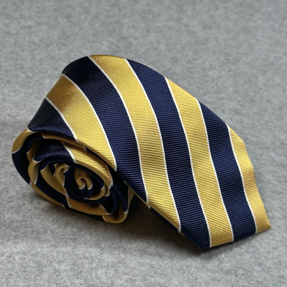 Charles Tyrwhitt 100% Silk Tie Navy Gold Repp Stripe Jermyn Street London 59x3.3